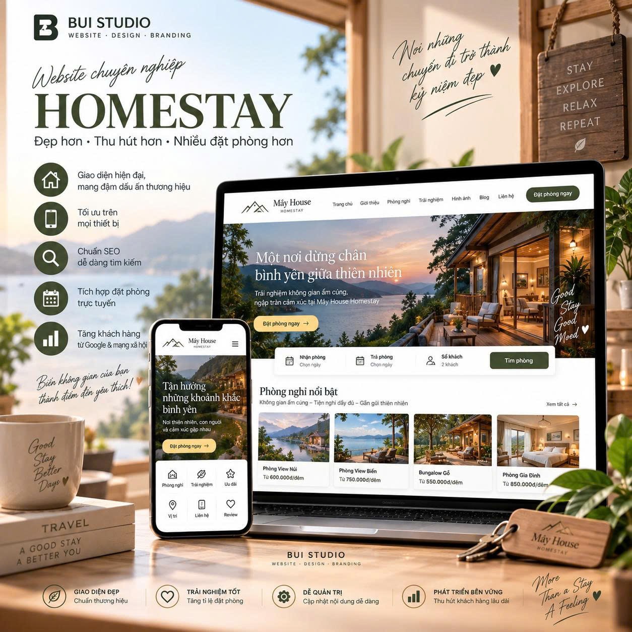 Website Homestay trên màn hình laptop